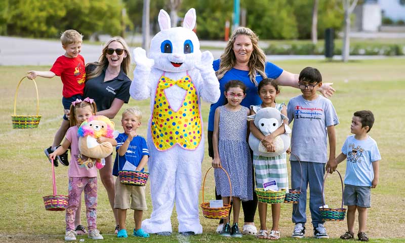Better Together with a group of kids and the Easter bunny.