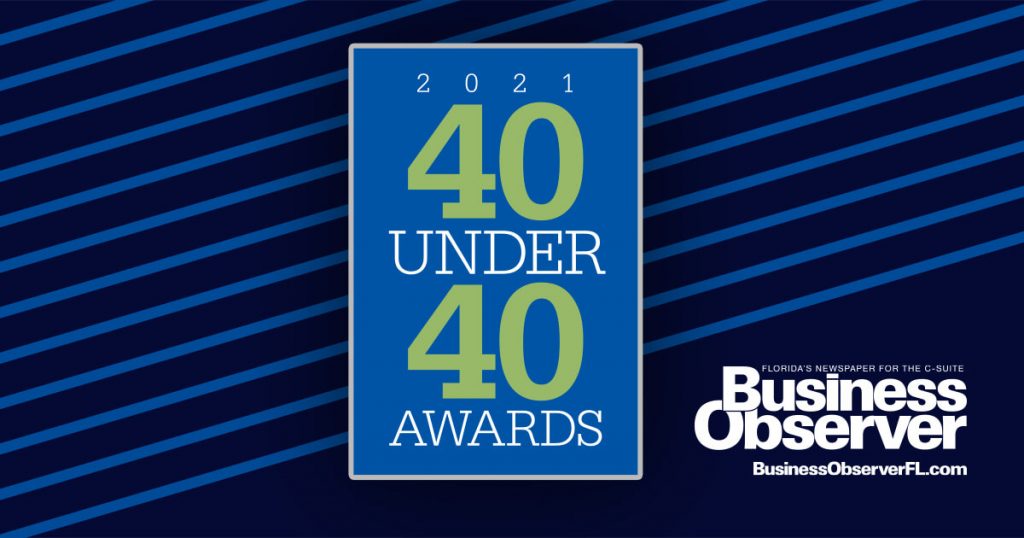 Graphic depicting the logo of Business Observer's 40 Under 40 Awards